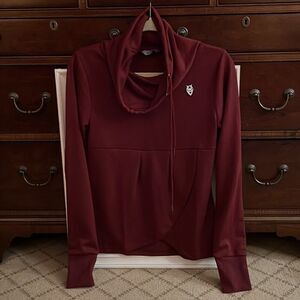 One Wins Maroon cowl neck pullover w front pleats NWOT S